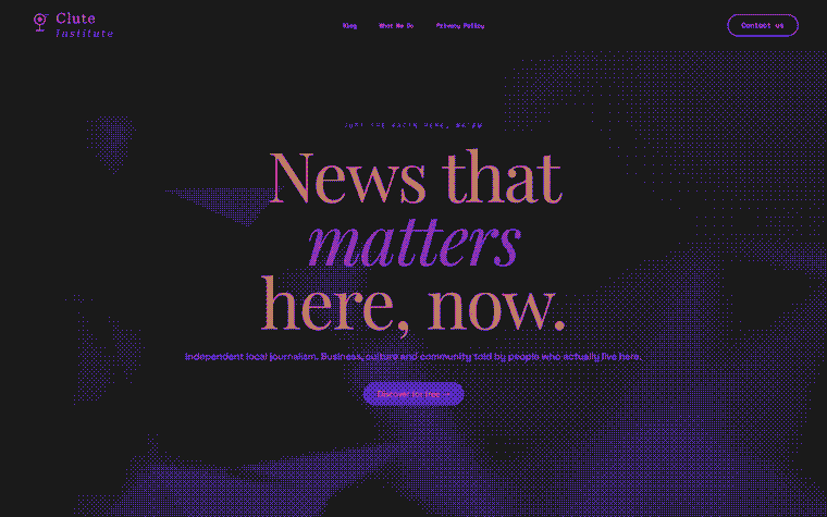 Clute Institute: high-contrast serif headline over a teal polygonal texture.